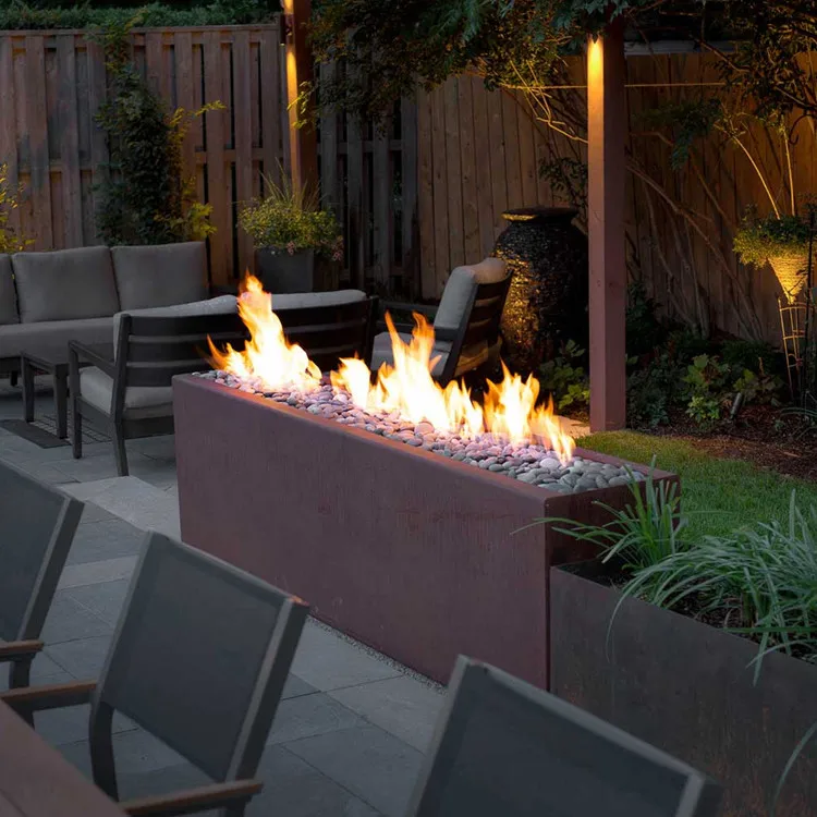 outdoor metal natural gas fire pit patio flame propane heater fire place rusty corten steel decorative firepit