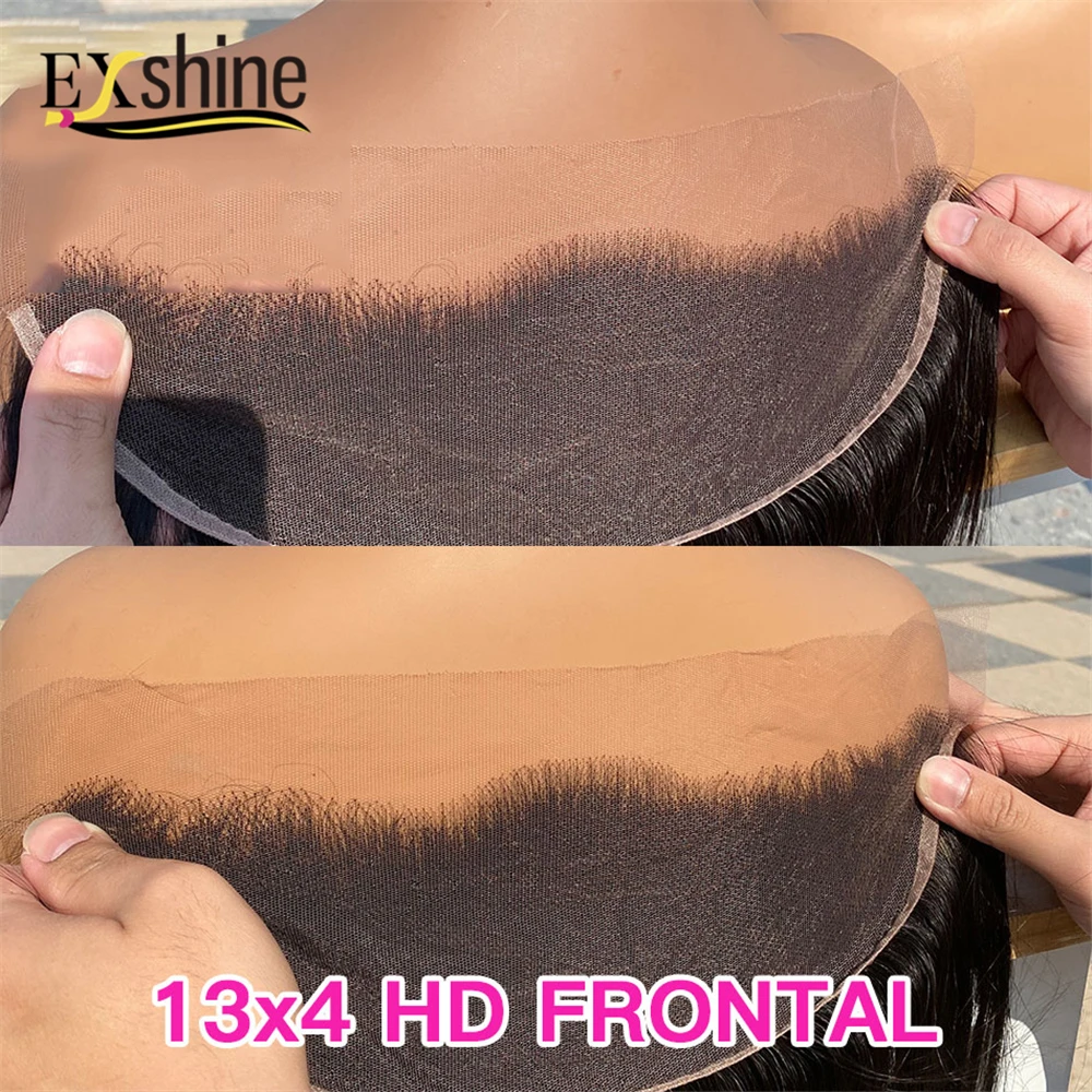 
4x4 5x5 6x6 7x7 HD Thin Skin Transparent Swiss Silk Base Middle Three Part Straight Curly Top Lace Frontal Closure with Bundles 