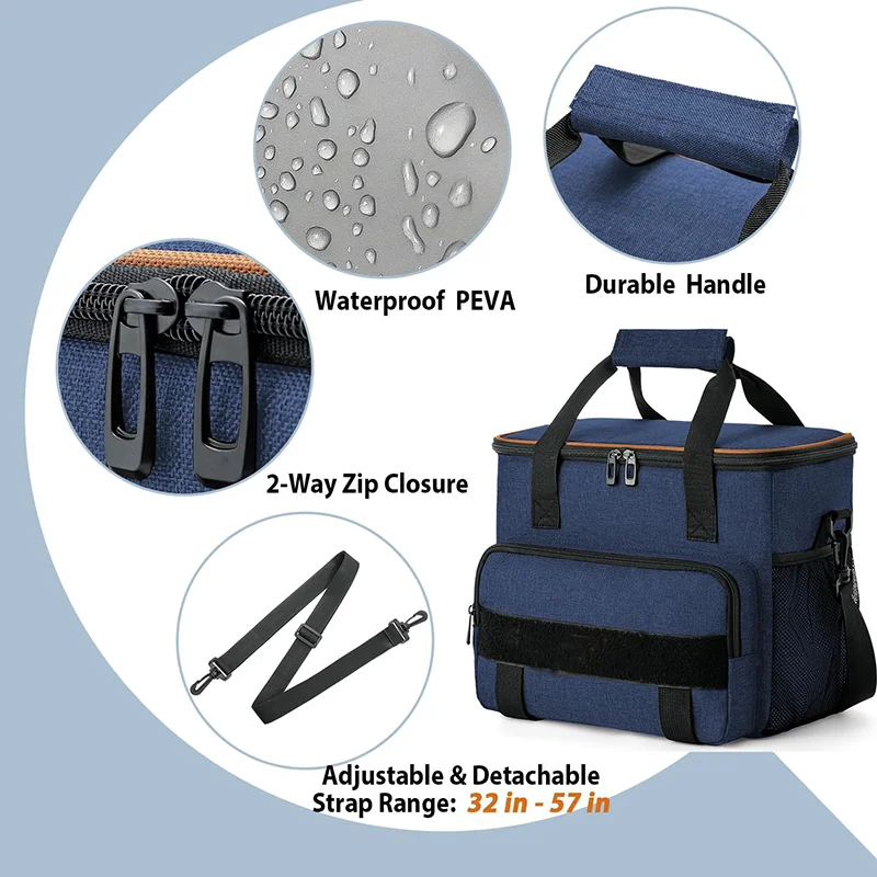 Insulated Cooler Bag Soft Collapsible Lunch Bag  Large Lunch Cooler Bag Camping Cooler for Picnics
