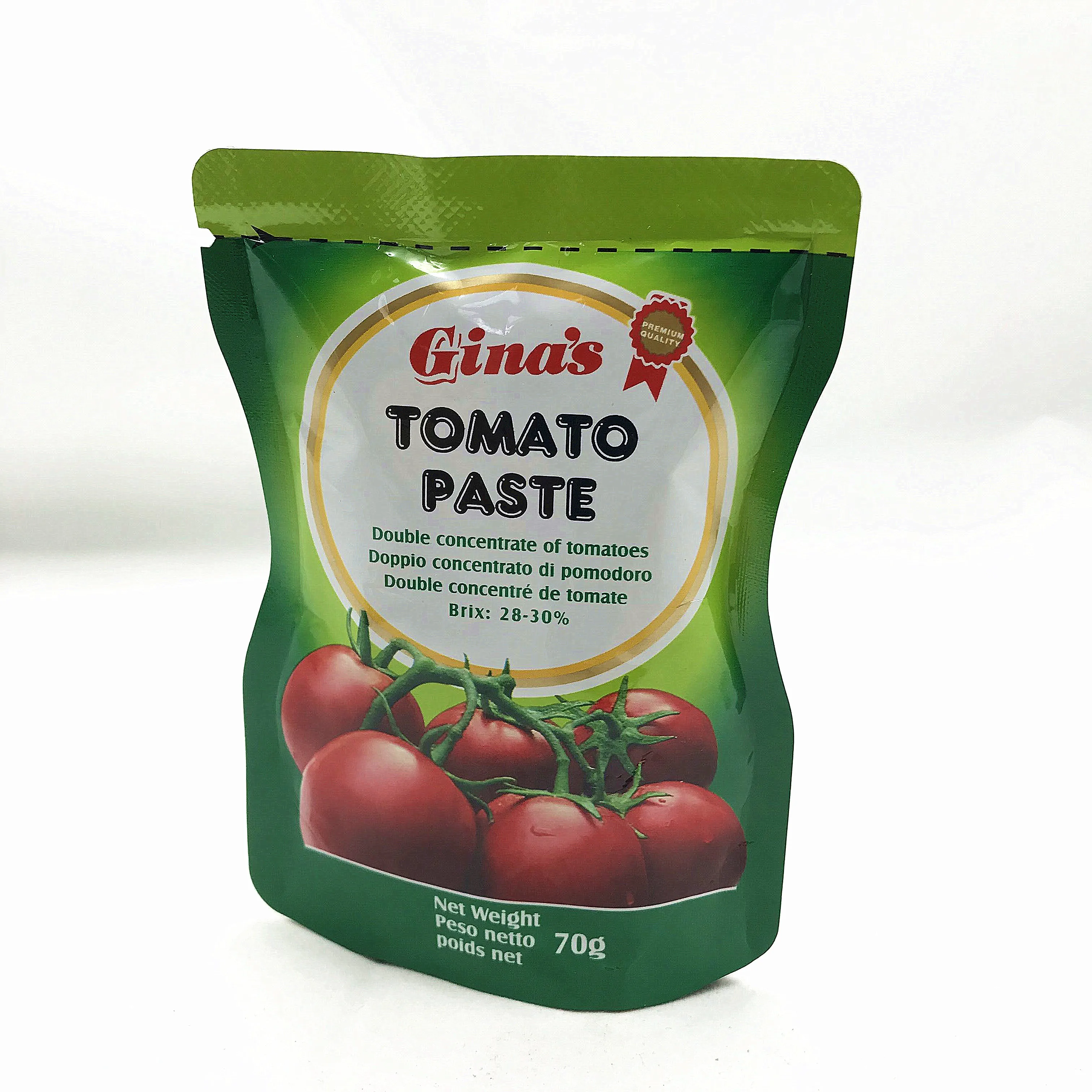 Low Price Double Concentrated 18-20% 30g 50g Sachet 28-30% Brix Tomato Paste In 70g Small Bag For Halal African Cook
