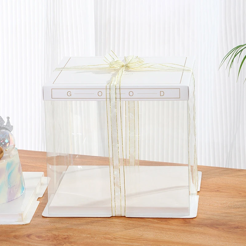 10X10X5 Large Moon Design Round Disposable Bento Paper Cherry Blossom Transparent Recyclable Gift Packing Cake Box For Cake