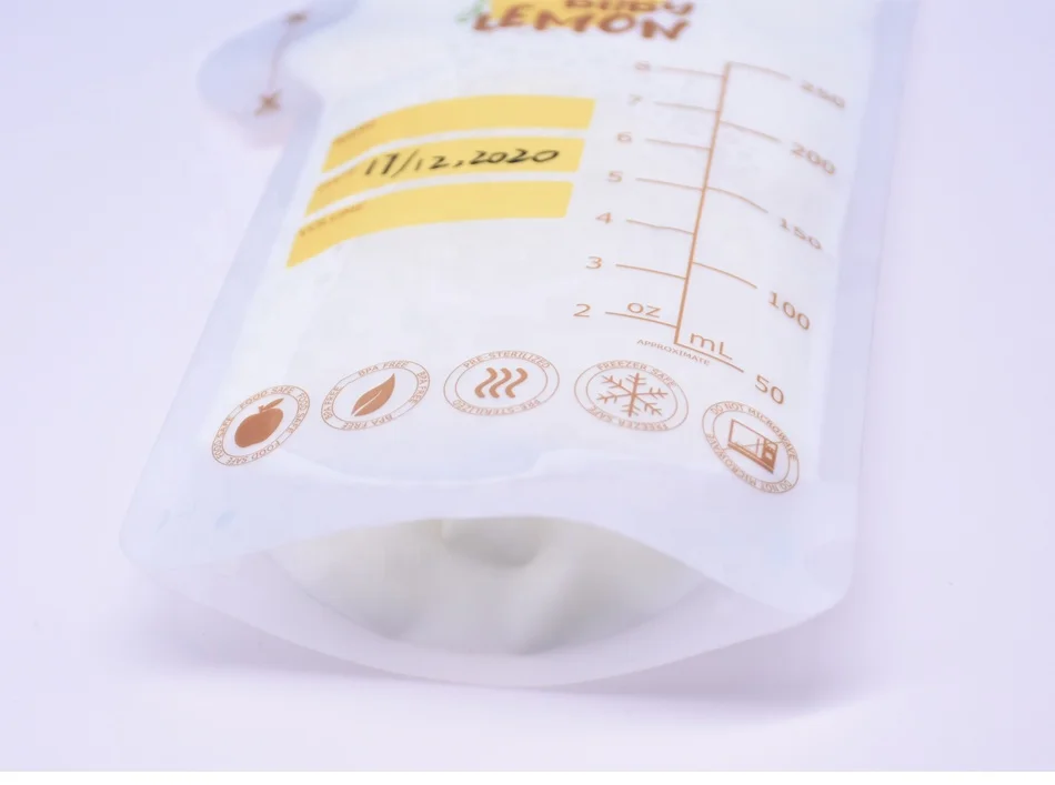 Wholesale Breast Milk Storage Bag Breast Milk Cooler Bag Stand up Pouch Accept with Zipper 100% BPA Free Storage Plastic Food PE