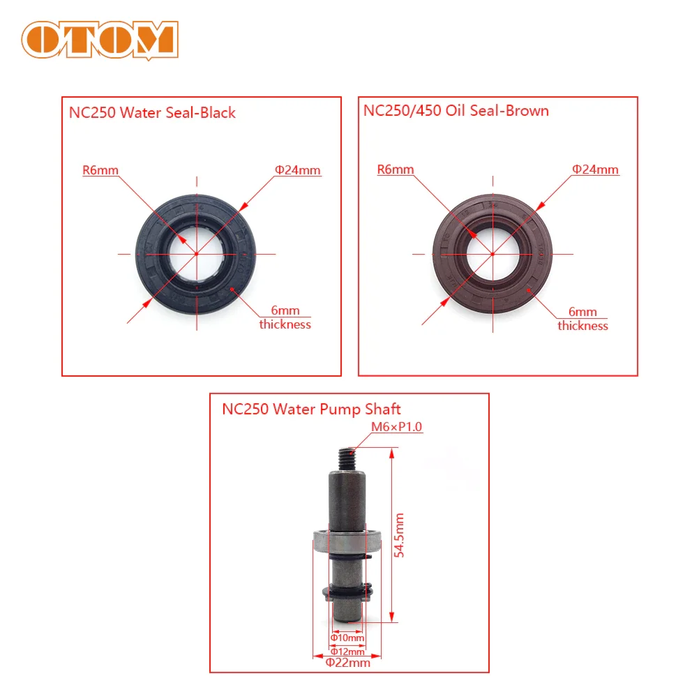 OTOM Motorcycle NC250 Water Pump Shaft Seal Assembly For ZONGSHEN NC250 Engine KAYO BSE