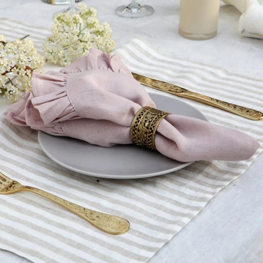 Custom Customer Size Flax Napkin Multicolor Ruffle Linen Napkins 100% Natural Wedding Table Napkin