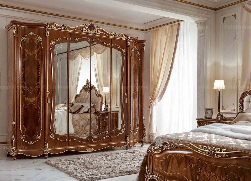 
French royal furniture antique bedroom luxury handmade solid wood carved chest of drawer with mirror 