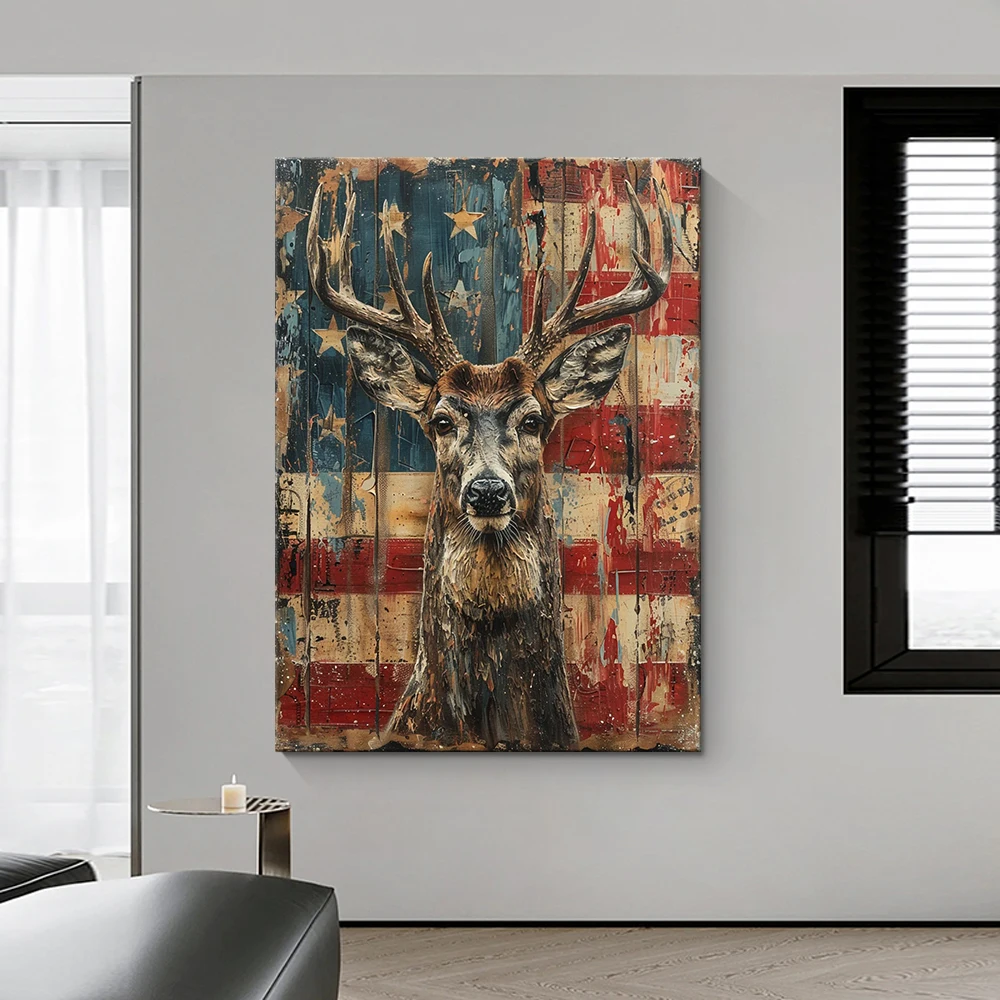 Canvas wall art Living Room large wall decoration Office stretch canvas print painting elk picture art Hotel wall decoration