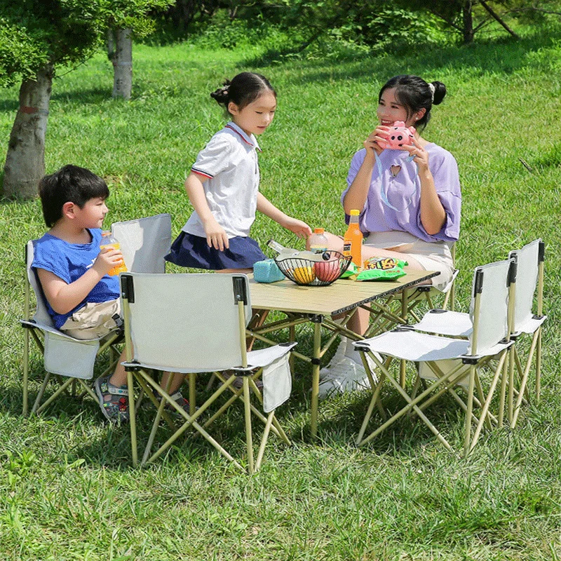 Factory high-quality Outdoor Folding Tables And Chairs Portable Set Picnic Table Camping Table Equipment Supplies Aluminum Alloy