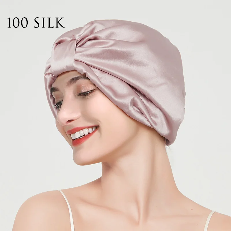 6A Grade 100% Pure Silk Double Layer Elastic Wide Band Turban for Sleeping