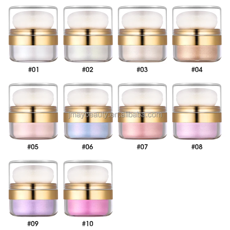 Private Label Glow Sparking Clap Powder Luxury Glitter Face Loose Powder 10 Colors Instant Retouch Body Glaze Highlighter Powder
