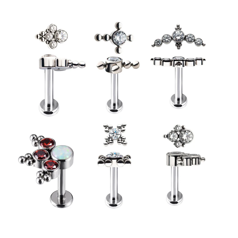 GZN Titanium Body Piercing 16G Internally Threaded Different Items  Top Labret Helix Earring
