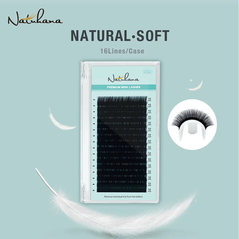 
NATUHANA Top korean PBT Fibers Synthetic Eyelashes Natural Soft Faux Mink Eyelashes False Lashes for Eyelash Extension 