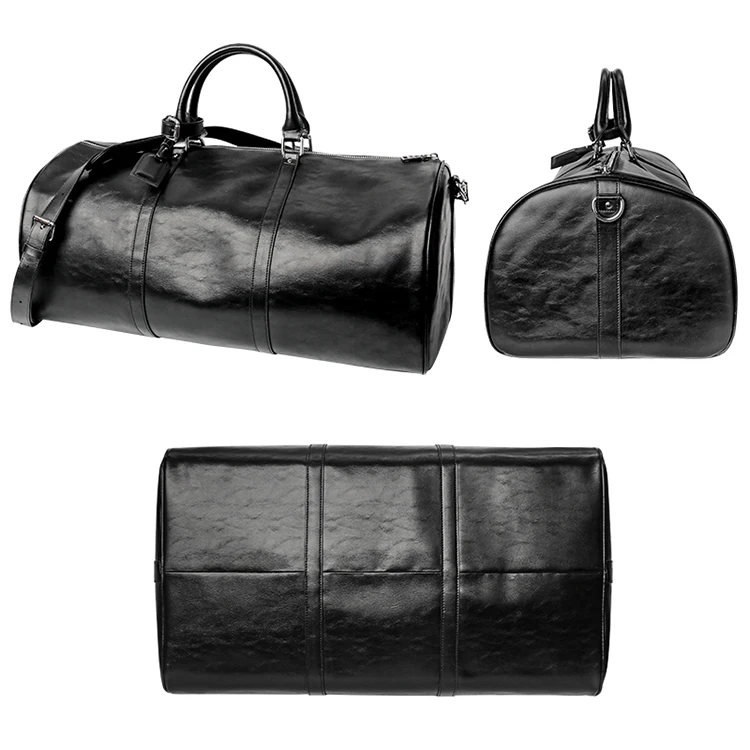 Factory retro large-capacity cowhide luxury genuine leather travel bag black for men