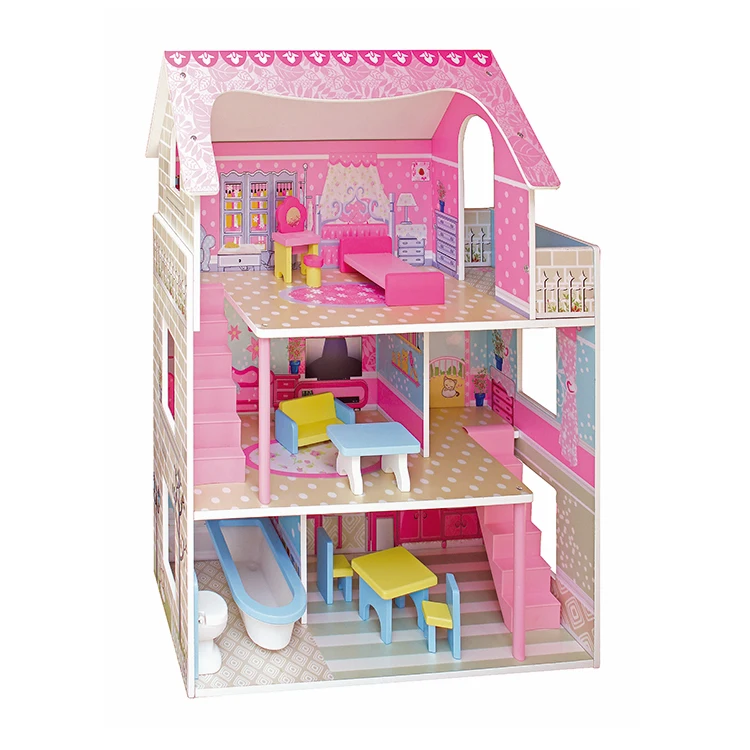 New wholesale Wooden inflatable Doll House lights kids play hut toy