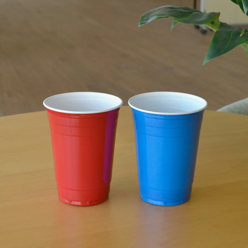 Disposable 16OZ 480ML Red Blue Plastic Cups  For Beer Pong Game  Party Drinking