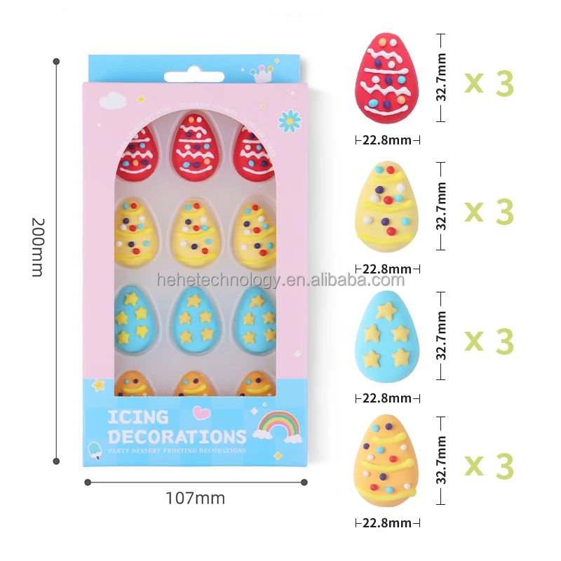 Edibles 3D Polka dots Easter Eggs Cake Decorating Supplies Royal Icing Decorations Biscuit Cake Decoration for Cakes