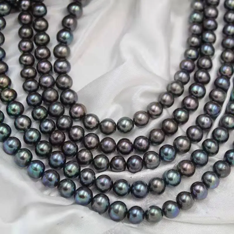 Dyed Black Cultured AAA Round Freshwater Pearl Loose Pearls for Jewelry Making