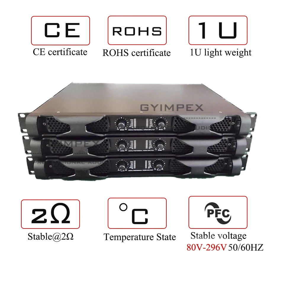Professional Class d Power Amplifier 1U 2*2800w 2 Channel for 12inch High Subwoofer