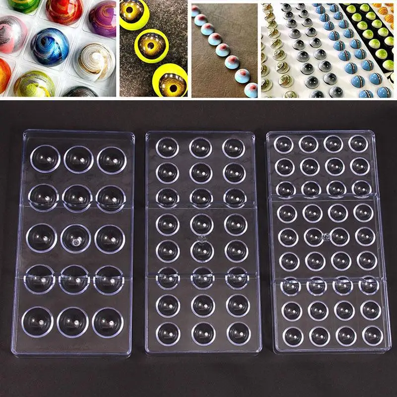 Non-stick 24 pcs Semi-Sphere Shape Plastic Chocolate Mold for Pralines Truffles Sweets Candies Chocolate Mould Polycarbonate