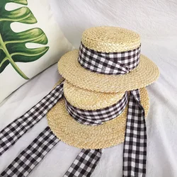 Fashion Summer Women Wide Brim Natural Straw Hat Chapeau Female Sun Hats Black Panama Beach Straw Boater Hat