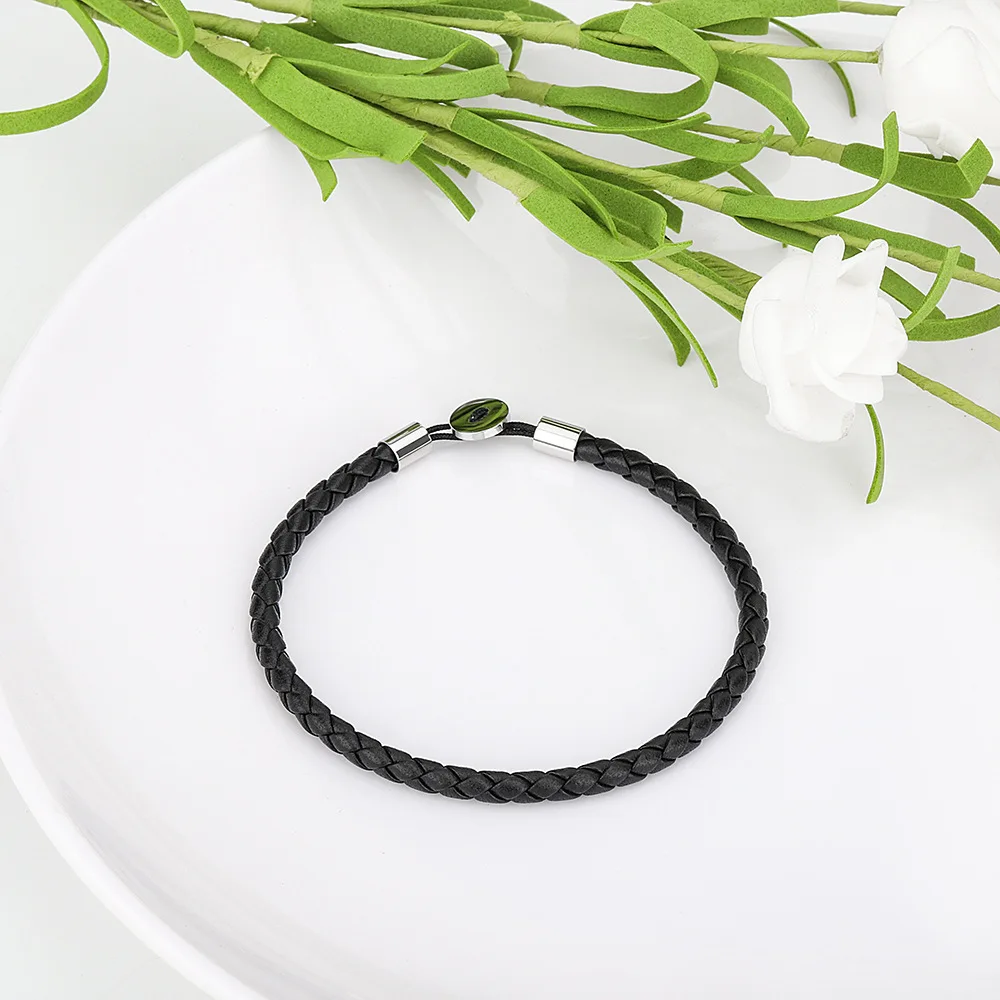 New Design Leather Bracelet O-shaped Button Chain Bracelet Hand woven leather rope jewelry DIY beaded bracelet