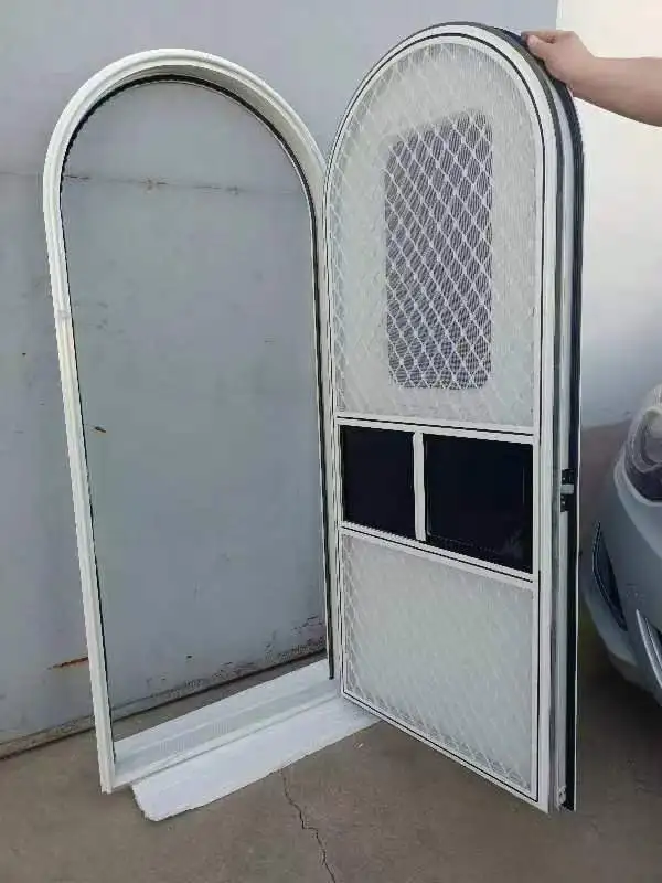 С безопасной сеткой, входная дверь для дома на колесах, входная дверь для трейлера на колесах, входная купольная дверь для автофургона