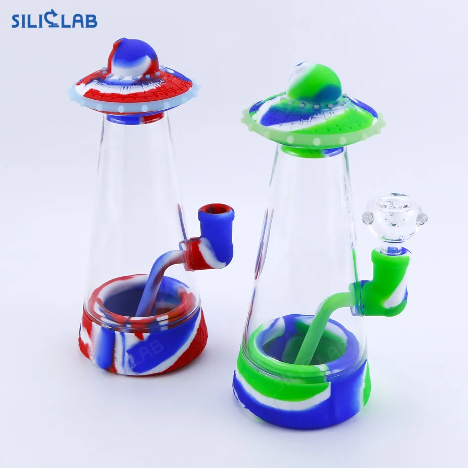 smoke shop supplies new UFO cute silicone water pipe tobacco accessories smoke bubble poly glass smoking bubbler tobacco pipe