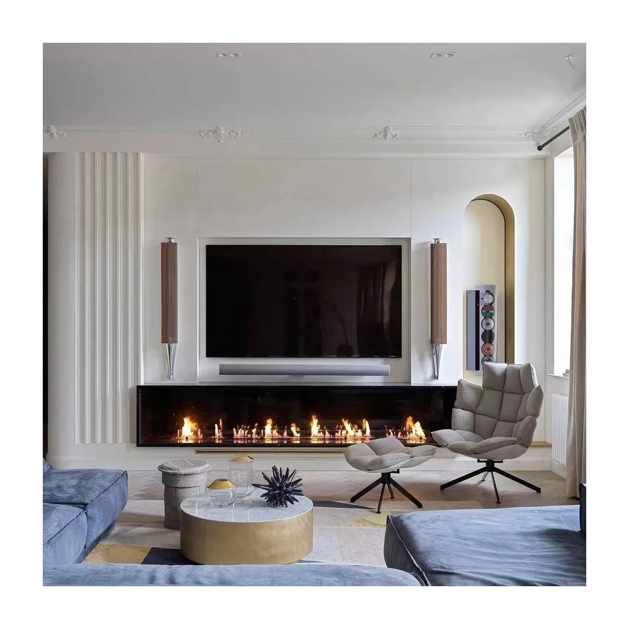 Intelligent Electric Insert Automatic Burner Kamin For Hotel Ethanol Fireplace