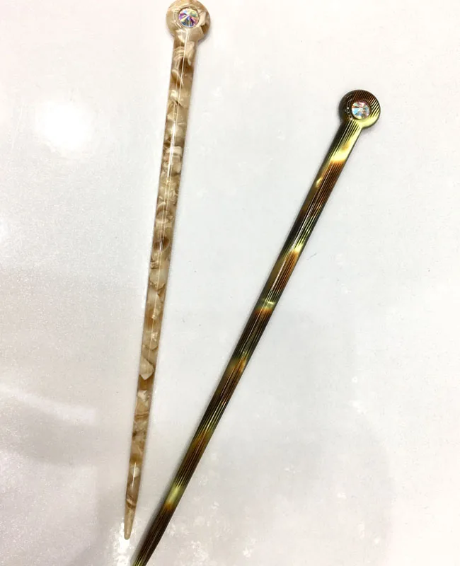 
cellulose acetate with diamond hair stick fashion hair accessories plastic stick 