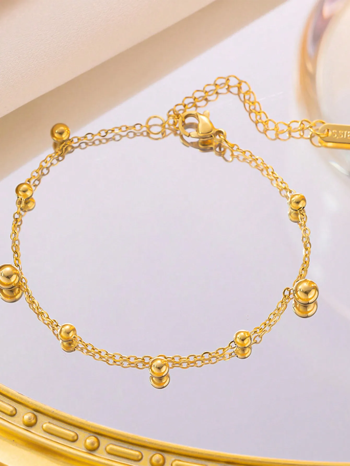 1pc Versatile Beaded Bracelet For Girls, With Minimalist & Cool-Toned Design, Adding Elegance And Superior Feeling