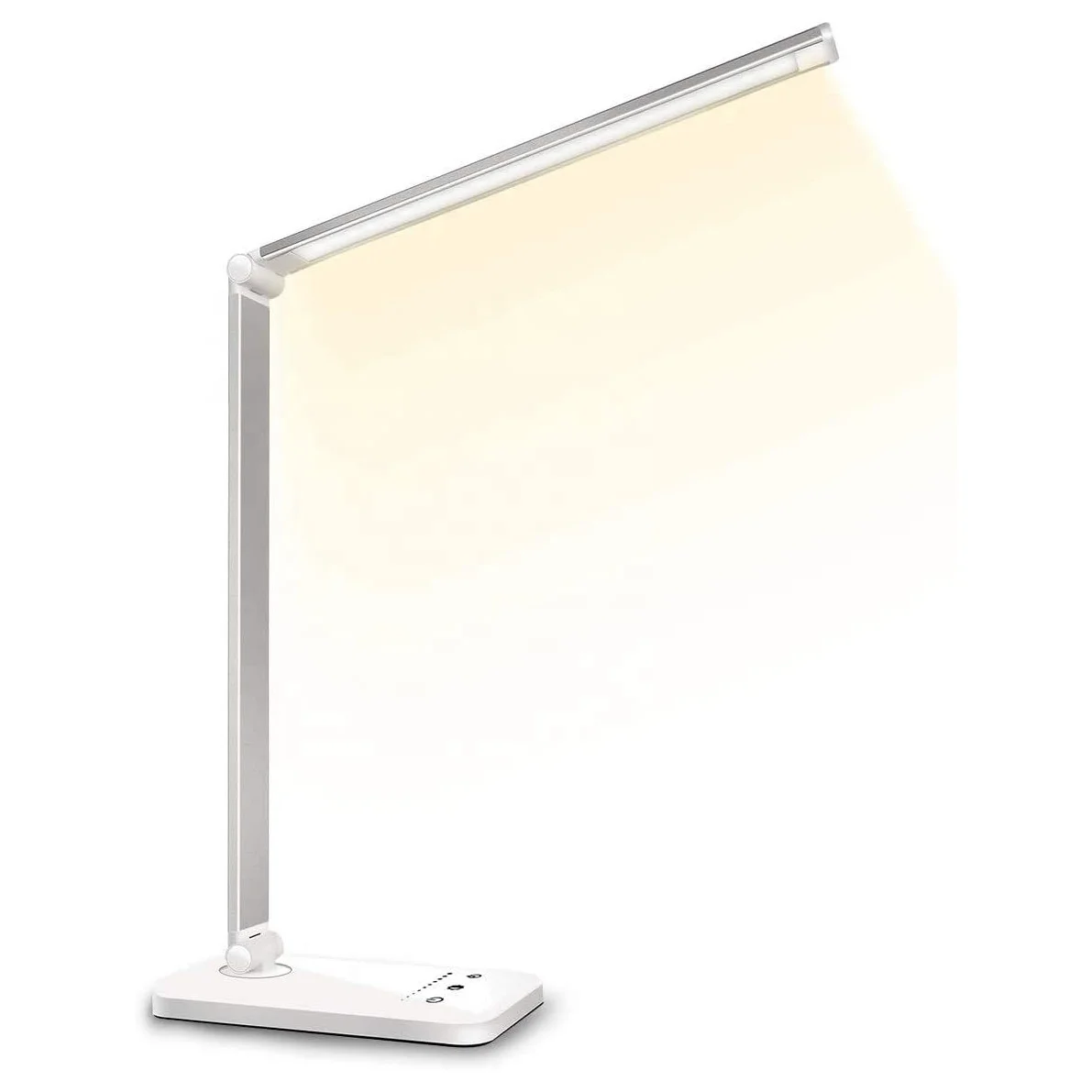 LED Desk Lamp, Dimmable Table Lamp, 5 Colours and 10 Brightness Levels, Bedside Lamp, USB Port for Charging Smartphone