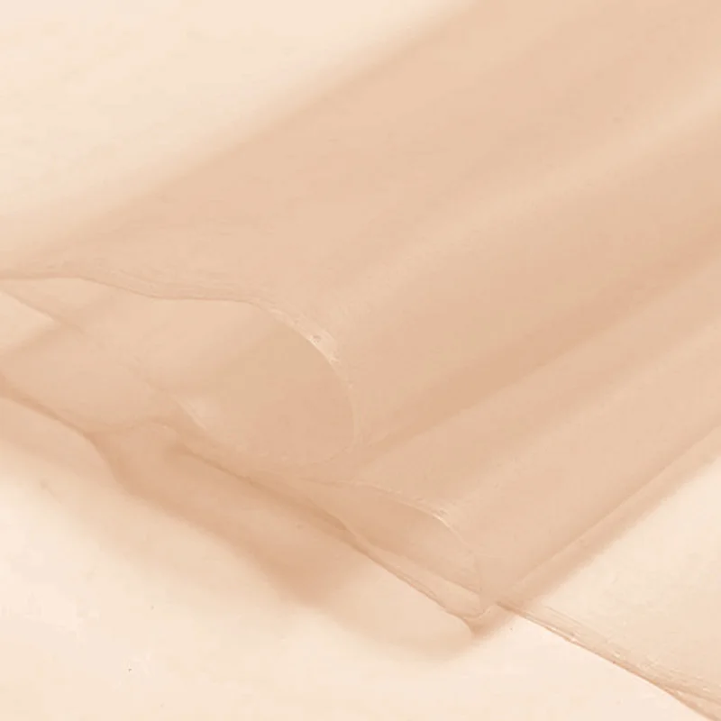 
100 Silk Organza Fabric For Sale in Light Peach Color for Bridal Wear with 1 Meter MOQ 48 Colors in Stock by Xinhe Textiles 