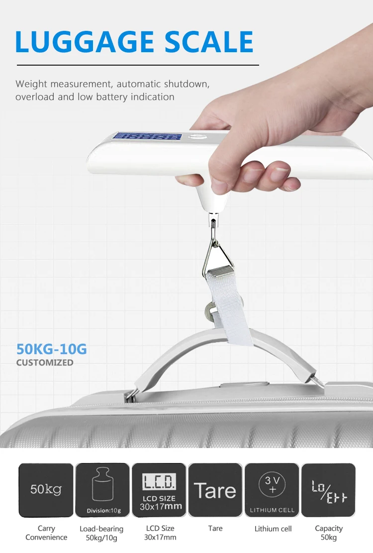 
professional mini handheld weighing scale portable hanging 50kg smart electronic travel weight digital luggage scale for bag 