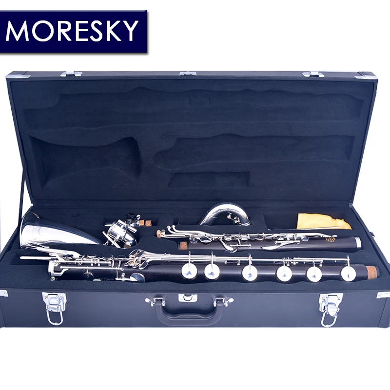 MORESKY Bass Clarinet Ebony Wood Professional Clarinet Low-C/LOWE Bb/Sib