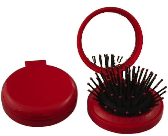 Rainbow Anti-static Hair Curl Straight Wave Massage Comb Brush with Mirror