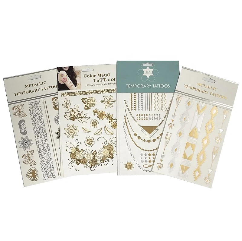 Custom Fashion gold tattoo sticker metallic tattoo jewelry foil temporary tattoo