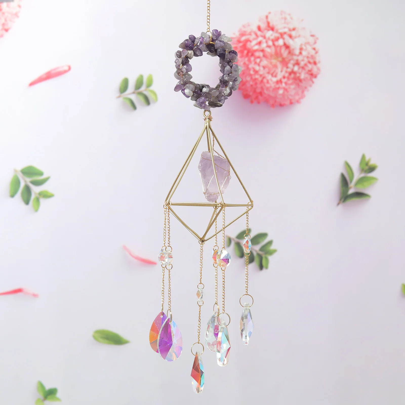Crystal Sun catcher Wedding Garden Car Pendant Hanging Handmade Gifts Rainbow Maker Natural Crystal Suncatcher for Home Decor