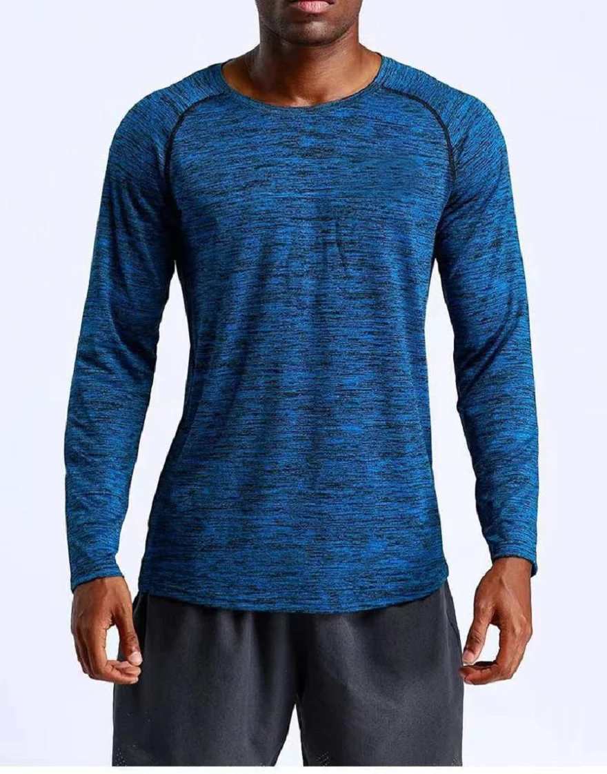 Wholesale Long Sleeve Men Sweat Activated Cool Dry-Fit Gym Sports Cationic Fabric Plain Stretch Raglan Sleeve T Shirts