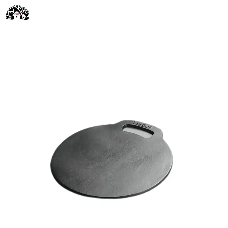 Factory Price Round Non-stick Camping Bbq Grill Roasting Pan  Pre seasoned Cast Iron Pizza Pan Griddle Plate  with a Loop Handle