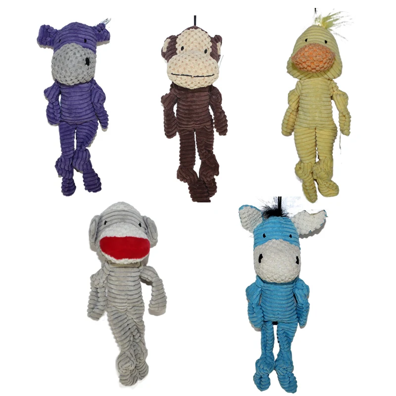 Duck Stuffed Animal Shaped Squeaky Durable Soft Cotton Plush Interactive Dog Bite-resistant Pet Chew Toys