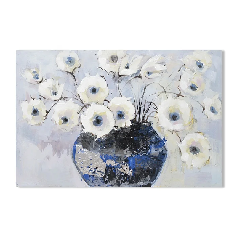
Decorative colorful handpainted on canvas oil painting flowers amazon hot selling 