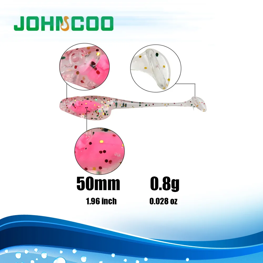 5cm 0.8g Soft Fishing Lure Double Color Lures Saltwater Thin Tail Soft Lure