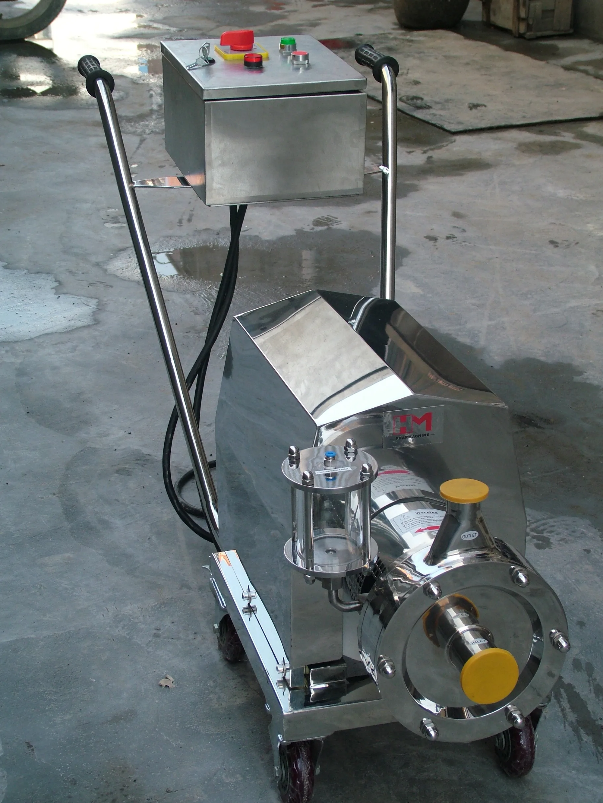 BOAO Mobile Sanitary High shear single stage Emulsifying Homogenizing Pump equip Trolley control box for dairy beverage