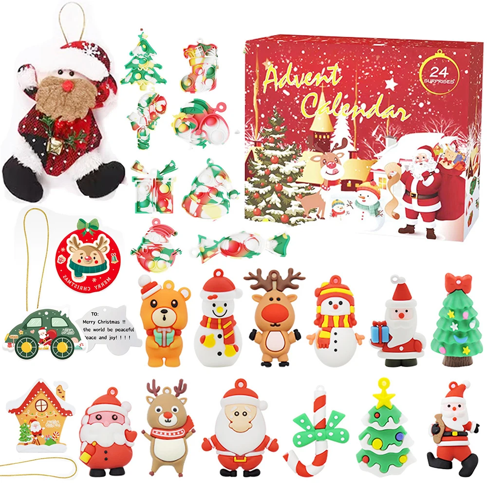 22 Wholesale Kids Toy Gift Box Christmas Mochi Squishy Toy Mini Animals Squishies 24 Days Christmas Advent Calendar