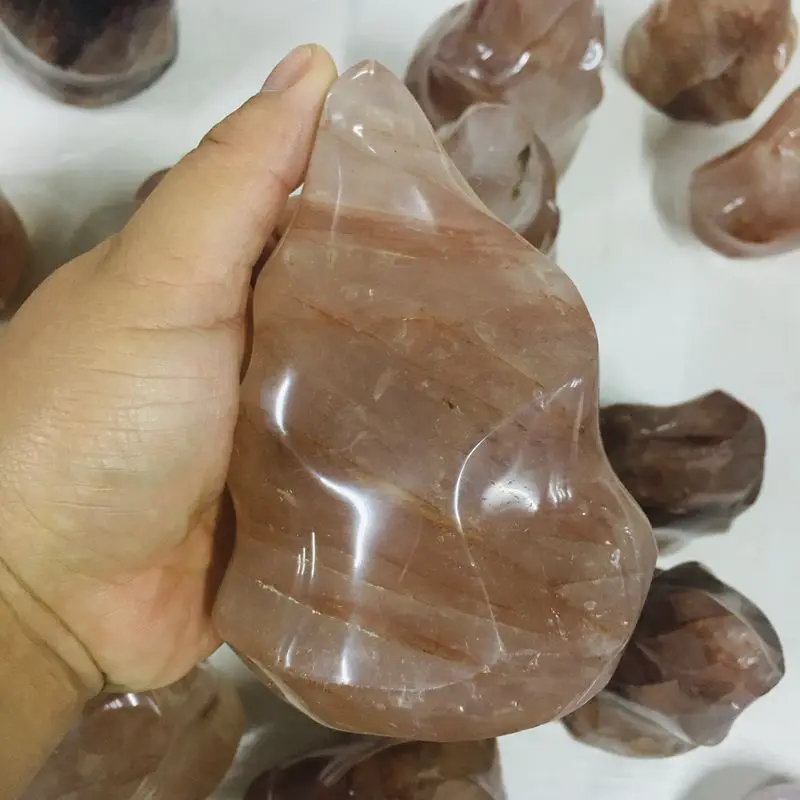 Natural red fire quartz hematoid crystal flame Golden Healer Crystal Quartz Flame for cheap wholesale