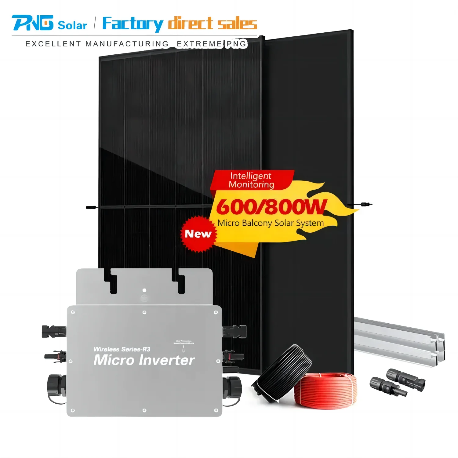 Balcony Power Plant 600W 800W Micro Inverter Balcony Full Black Solar Module Balcony System