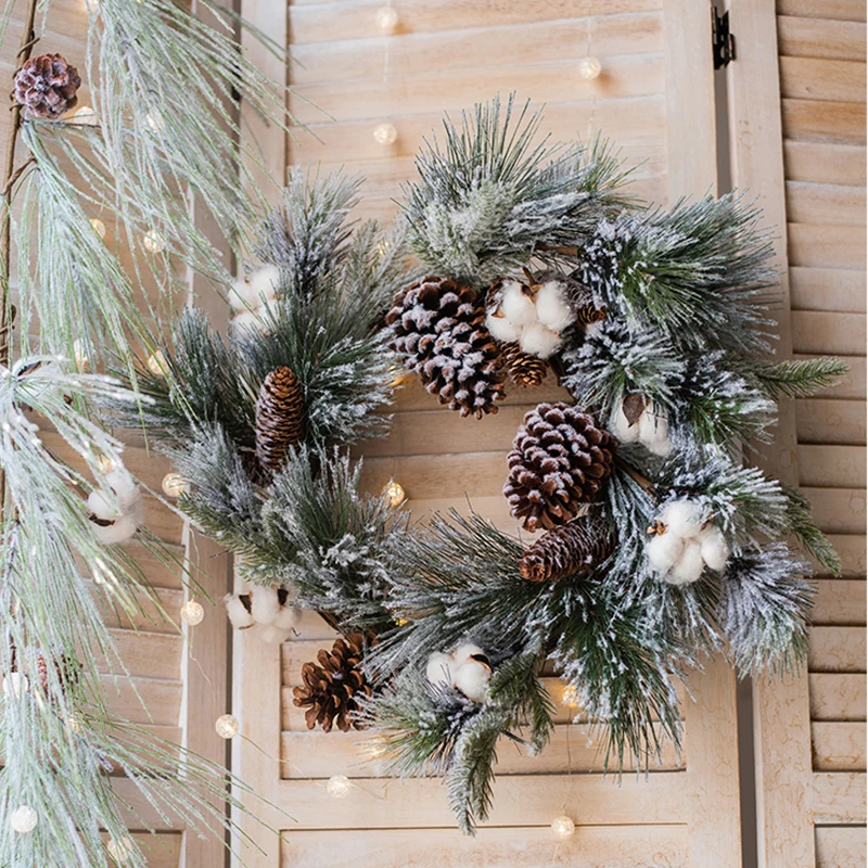 Christmas decorations garland vine nordic snow scene christmas artificial wreath