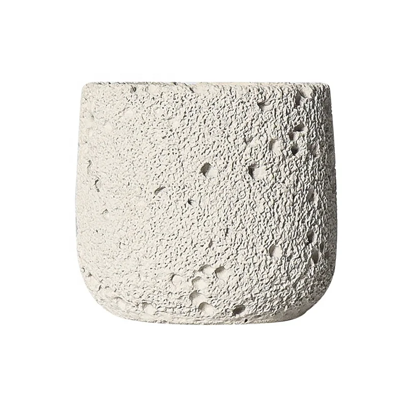 Custom wholesale matte candle vessels embossed empty cement candle container colorful concrete candle jar