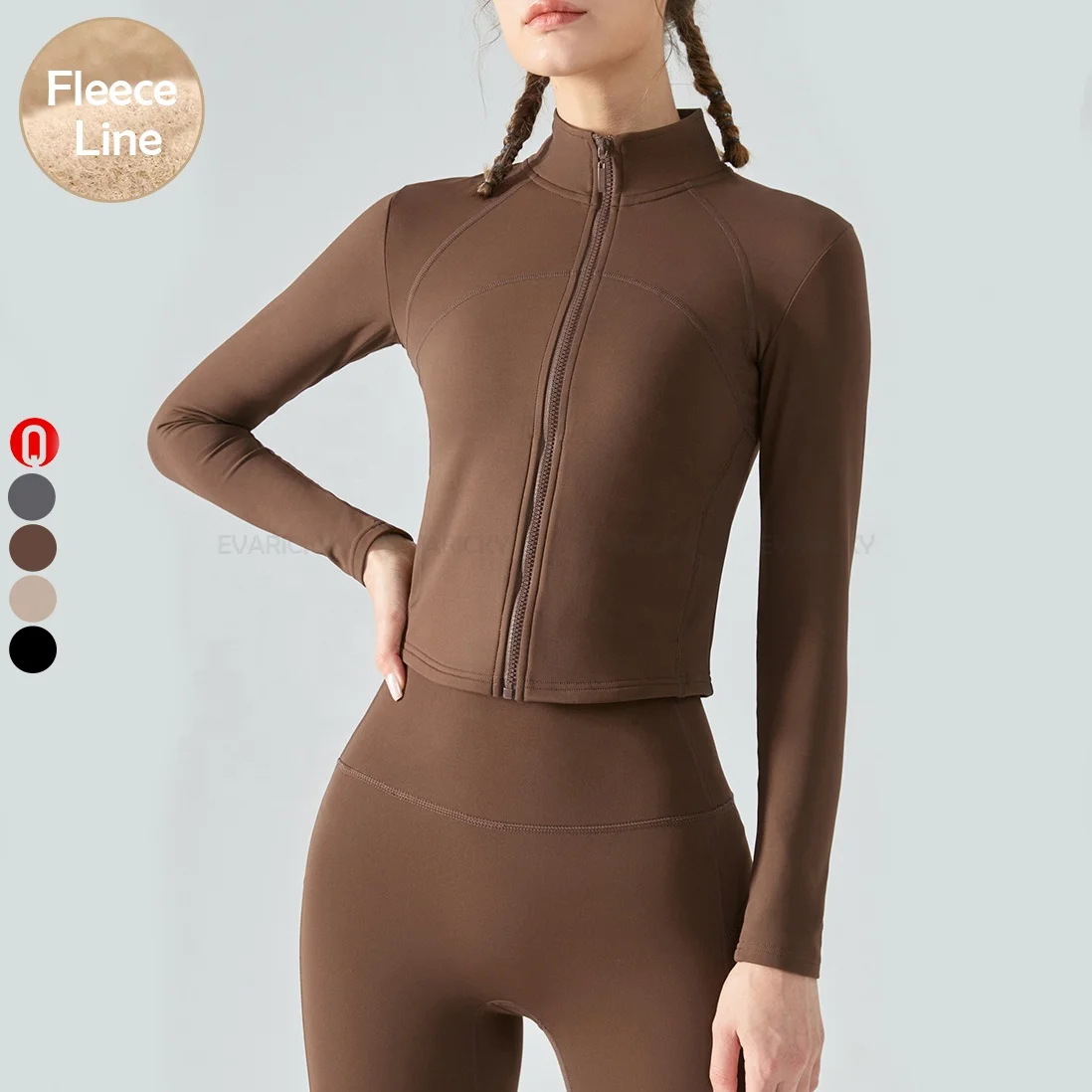 Custom Logo Ladies Zip Up Stylish Slim Fit Gym Wear Fleece Sport Jacket Sportswear Workout Clothes Jogging Zipper Sports Jacket