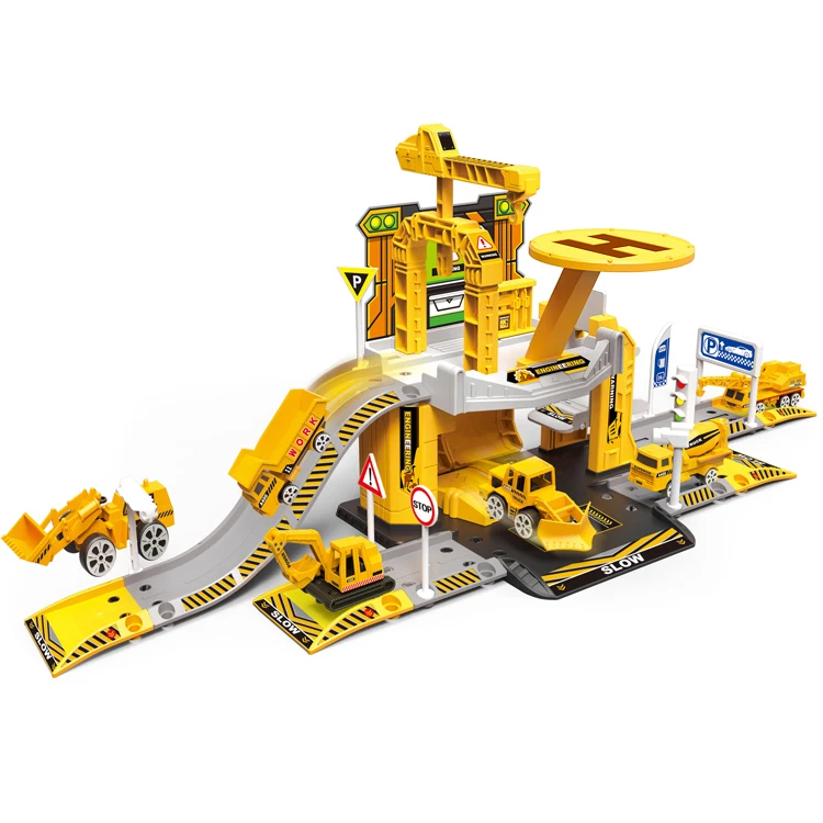 Alloy diecast car parking lot,Engineering set Carpark Airport,construct track car toys boys Pretend Play Toy of made in china