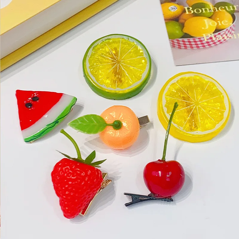 Popular fruit hairpin girl funny fringe clip student food play hair clip barrettes